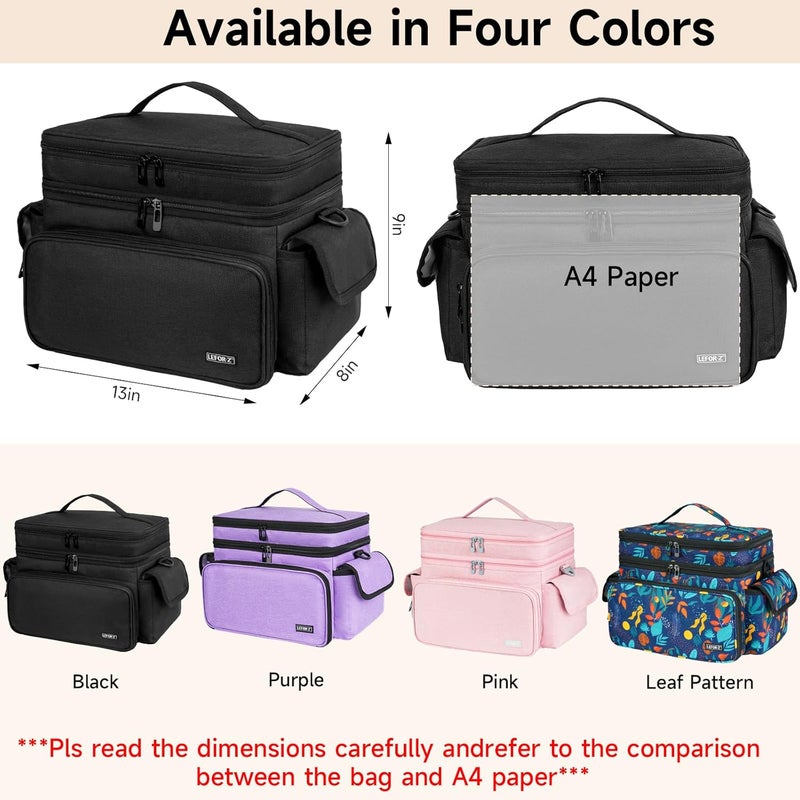 LEFORZ Large Sewing Supplies Organizer(13 x 8 x 9 in),Double-Layer Sewing Accessories Storage and Organizer Case Bag,Protable Travel Sewing Box Sewing Basket for Sewing Tools,Black(Bag Only) - Image 2
